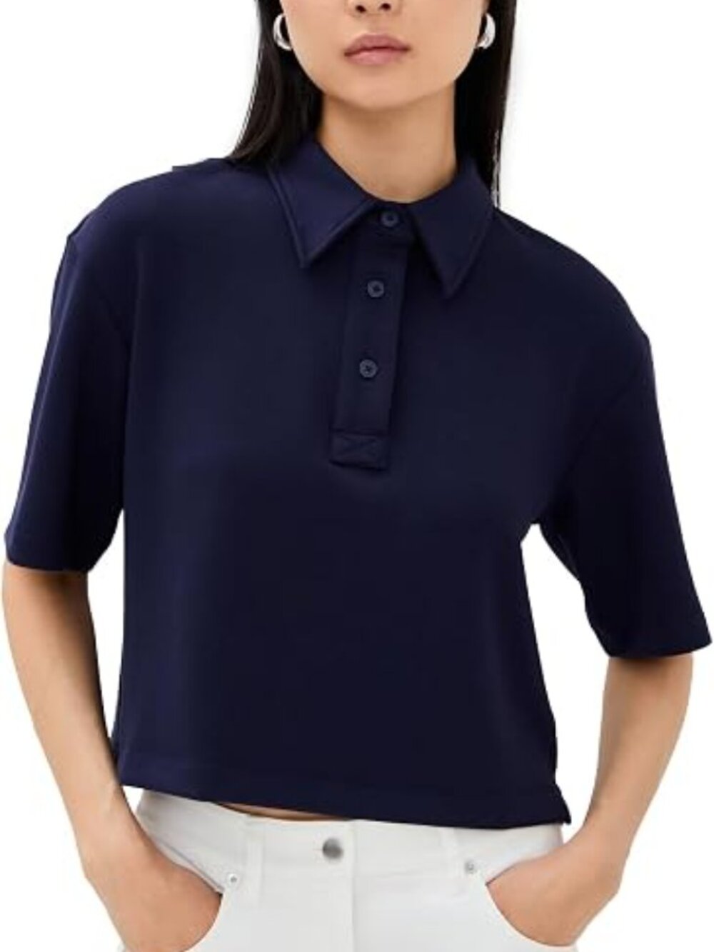 LE BOP Women's Josephine Polo Top Navy Blue Size L New